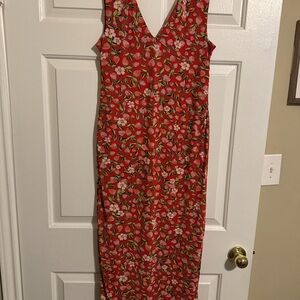 AFRM Red Floral Midi Dress